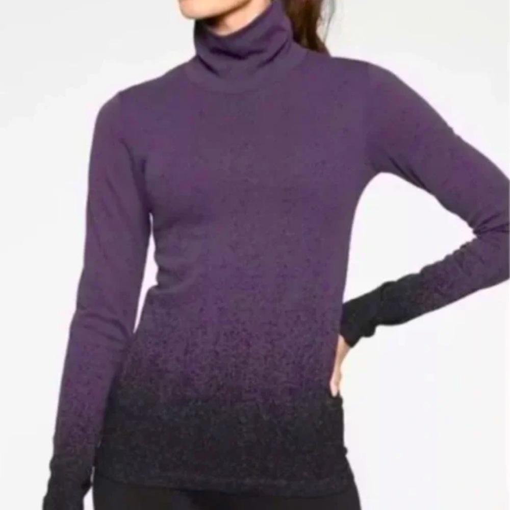 Athleta Flurry Blizzard Gradient Turtleneck Ribbed Purple Ombre